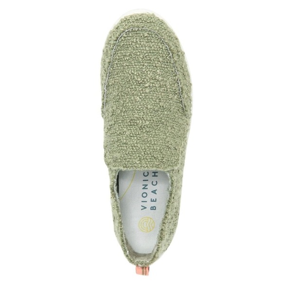 Vionic Beach Sneakers Malibu‎ Womens 7 WIDE Army Green Boucle Orthotic Shoes New - Picture 2 of 9